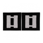 Embroidered Rank Silver on Black Captain Patch (Pair)