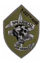 3rd Battalion 227th AHB Spearhead Air Assault Patch (OD Green) Velcro Backed
