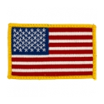 American Flag Gold Border Patch With Hook Backing