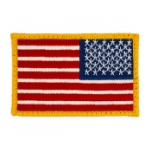 American Flag Gold Border Reversed Patch With Hook Backing