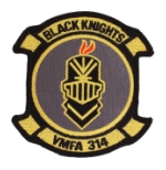 Marine Fighter Attack Squadron VMFA-314 Black Knights Patch (With Hook Fastener)