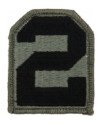 2nd Army Patch Foliage Green (With Hook Fastener)