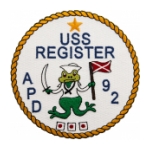 USS Register APD-92 Ship Patch