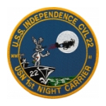 USS Independence CVL-22 (USN 1st Night Carrier) Ship Patch