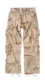 Vintage Style 8 Pocket BDU Pants Washed (Tri-Color Desert Camo)