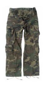 Vintage Style 8 Pocket BDU Pants Washed (Woodland Camo)