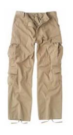 Vintage Style 8 Pocket BDU Pants Washed (Khaki)