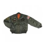 Youth Nylon MA-1 Flight Jacket (Olive Drab) with Insignia Patches