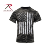 Rothco Distressed Flag Athletic Fit Short Sleeve T-Shirt (Black Camo-White)