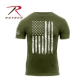 Rothco Distressed Flag Athletic Fit Short Sleeve T-Shirt (Olive Drab Green-White)