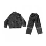 Hi-Visibility Reflective Police 2pc Rain Suit (Black and Silver)