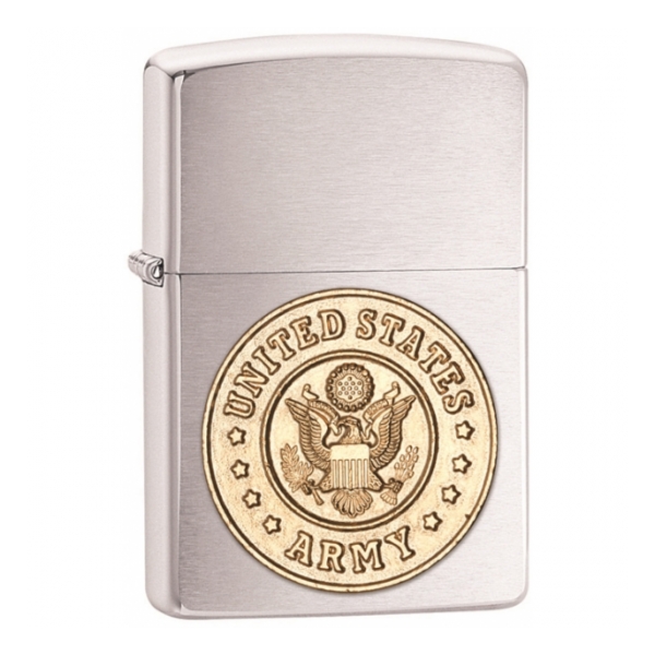 Army Emblem Zippo Lighter (Brushed Chrome)