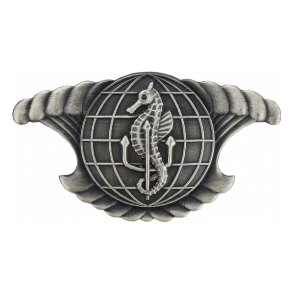 Navy Integrated Undersea's Surveillance Badge Miniature Size (Silver Oxidized Finish)