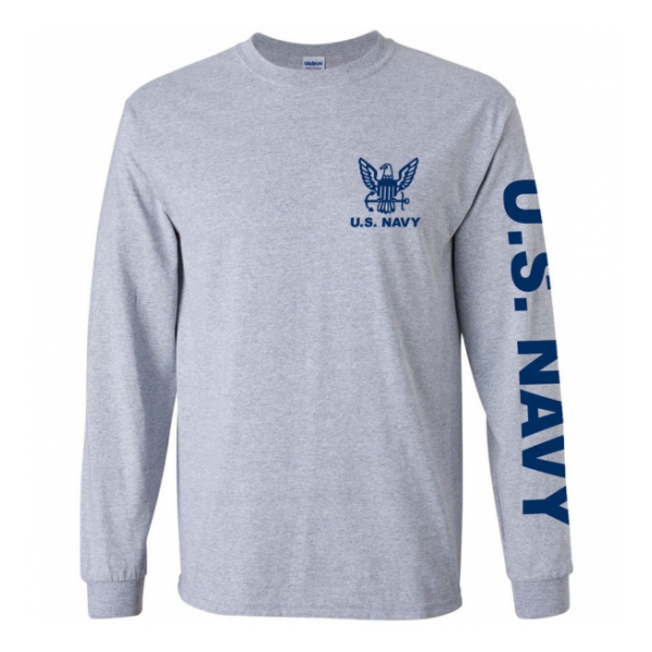 US Navy Long Sleeve Tee Shirt (Sport Grey)