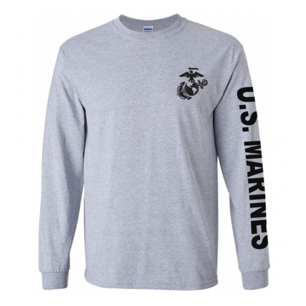 US Marines Long Sleeve Tee Shirt (Sport Grey)