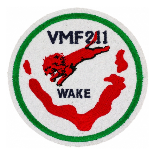 Marine Fighter Squadron VMF-211 WWII Wake Patch With Hook Backing