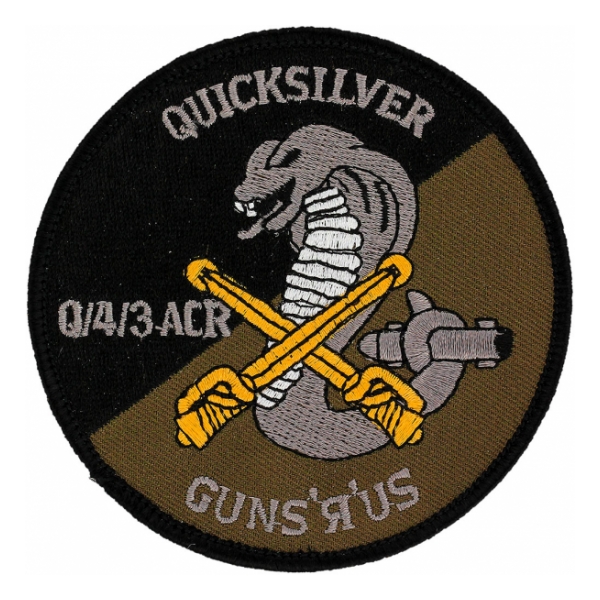 Quicksilver 4/3 Air Cavalry Regiment Guns-R-Us Patch (OD)