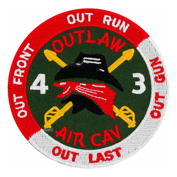 Outlaw 4/3 Air Cavalry Regiment Patch (Out Front Out Run Out Last Out Gun)