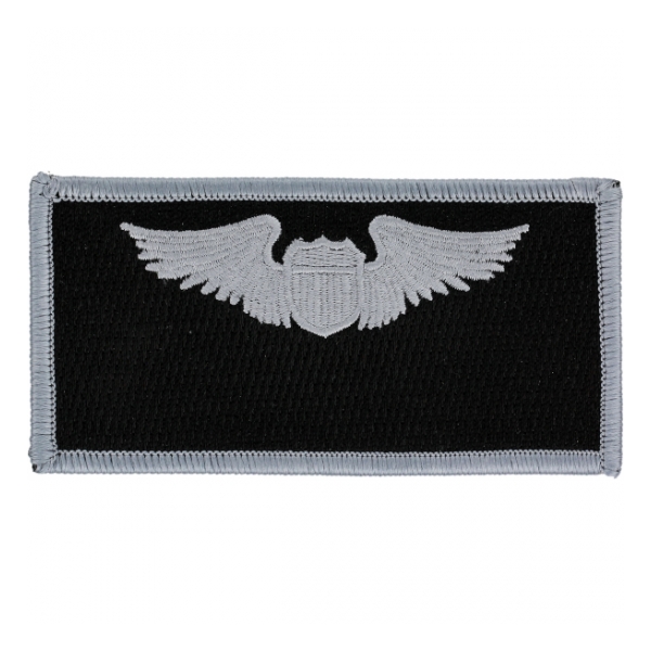 Air Force Pilot Wing Patch (Silver On Black)