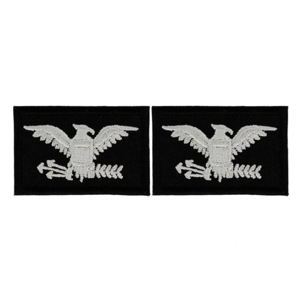 Embroidered Rank Silver on Black Colonel Patch (Pair)