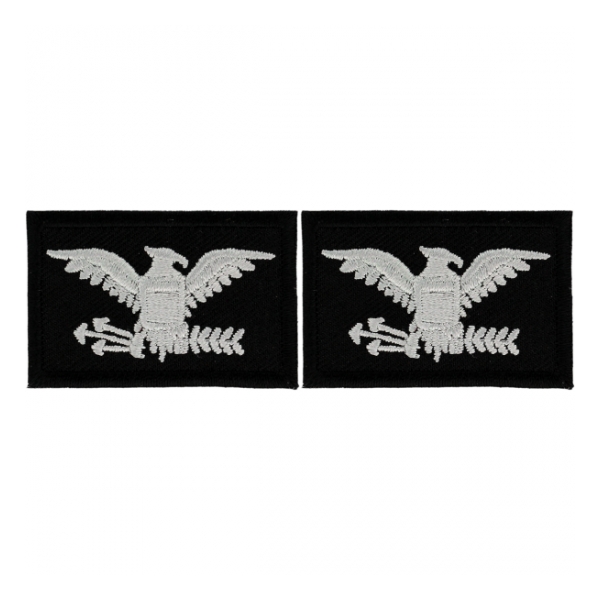 Embroidered Rank Silver on Black Colonel Patch (Pair)