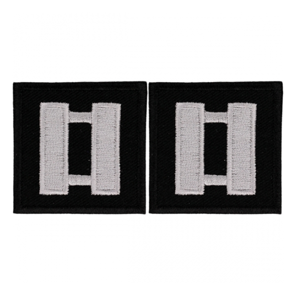Embroidered Rank Silver on Black Captain Patch (Pair)