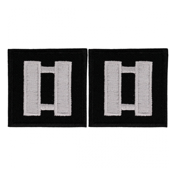 Embroidered Rank Silver on Black Captain Patch (Pair)