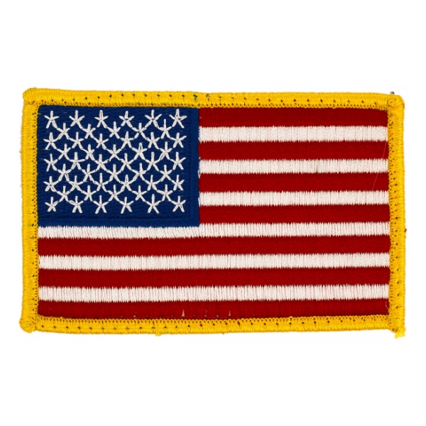 American Flag Gold Border Patch With Hook Backing