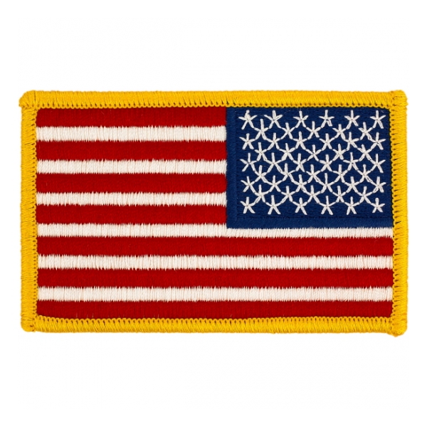 American Flag Gold Border Reversed Patch