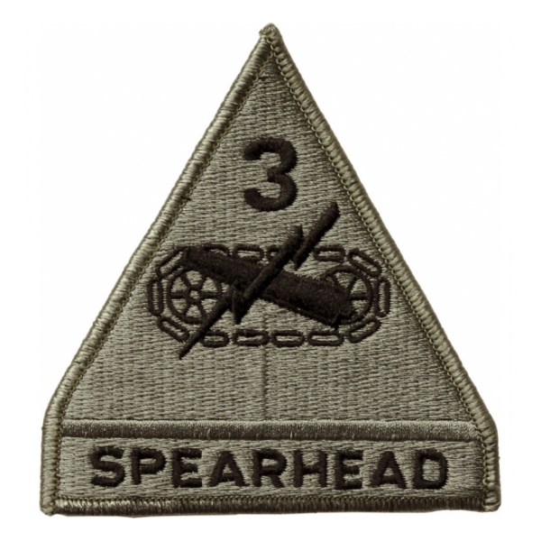 3rd Armored Division Patch Foliage Green (Velcro Backed)