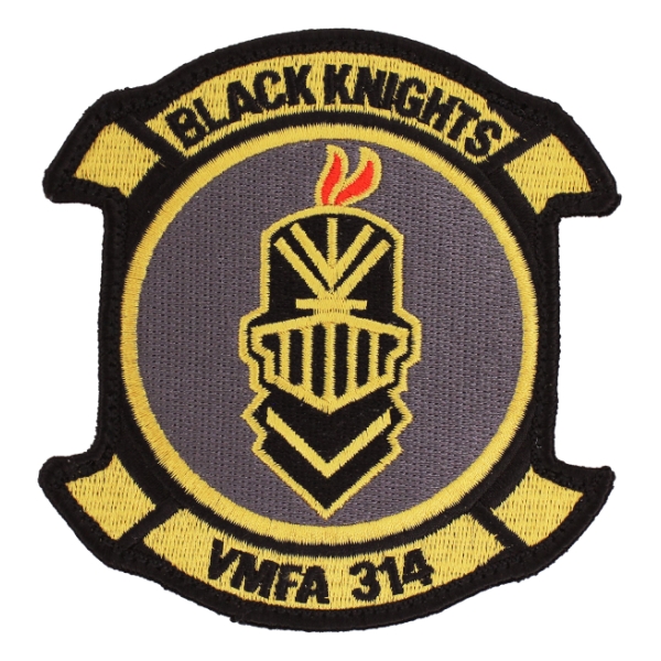 Marine Fighter Attack Squadron VMFA-314 Black Knights Patch (With Hook Fastener)