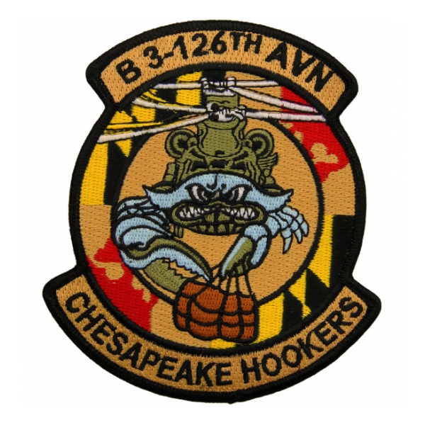 Army B Company 3-126th Support Aviation Battalion Patch (Chesapeake Hookers)