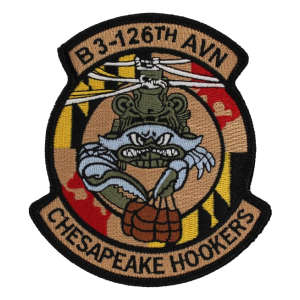 Army B Company 3-126th Support Aviation Battalion Patch (Chesapeake Hookers)