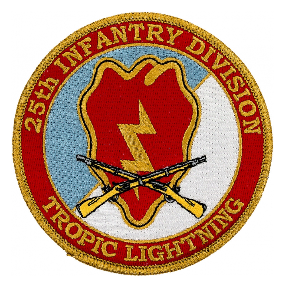 25th Infantry Div Tropic Lightning Black 6"x12" Aluminum License Plate USA Made 
