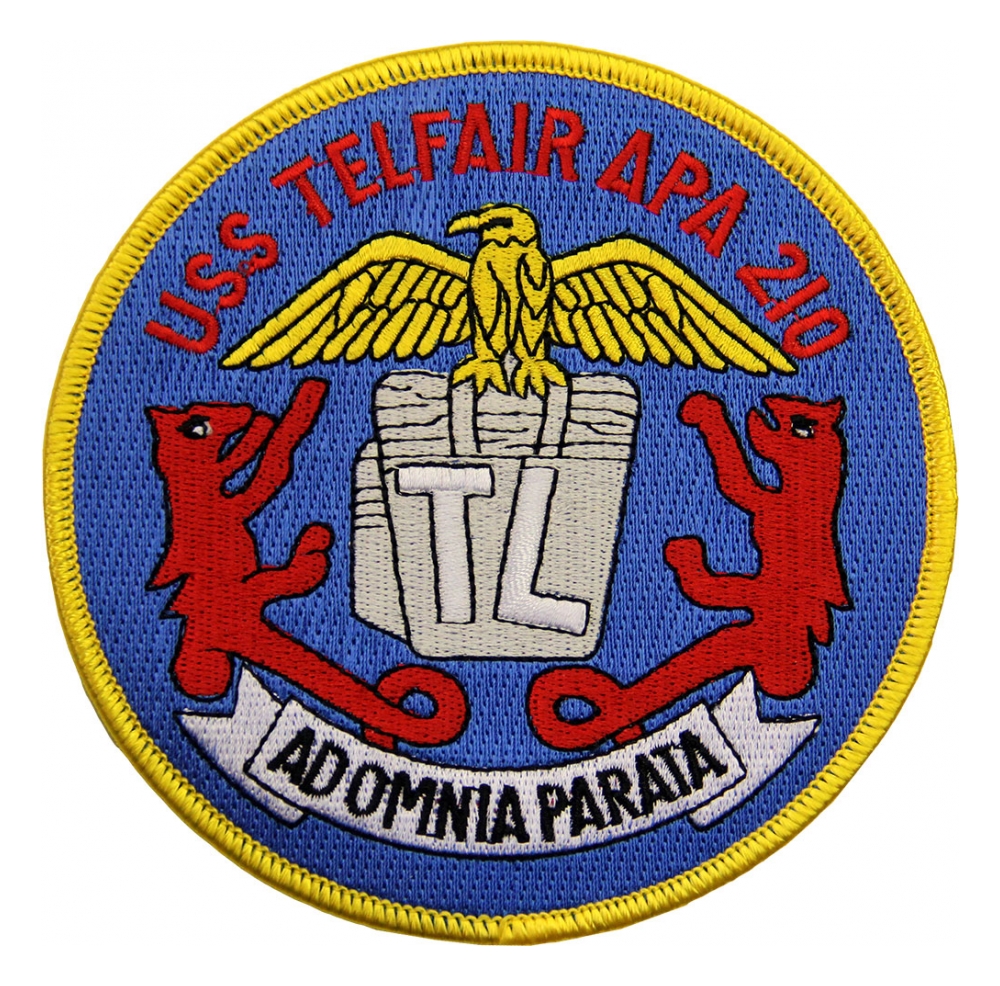 USS Telfair APA210 Ship Patch Flying Tigers Surplus